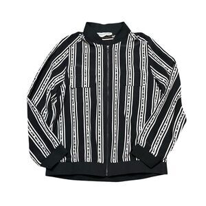 ETRE CECILE Black and White Logo Stripe Jacket Size Large